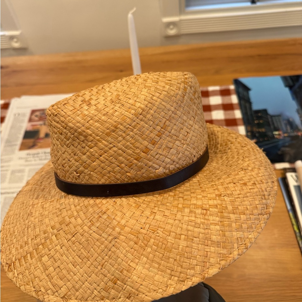 Lightly used malleable Janessa Leone Dora Raffia Hat